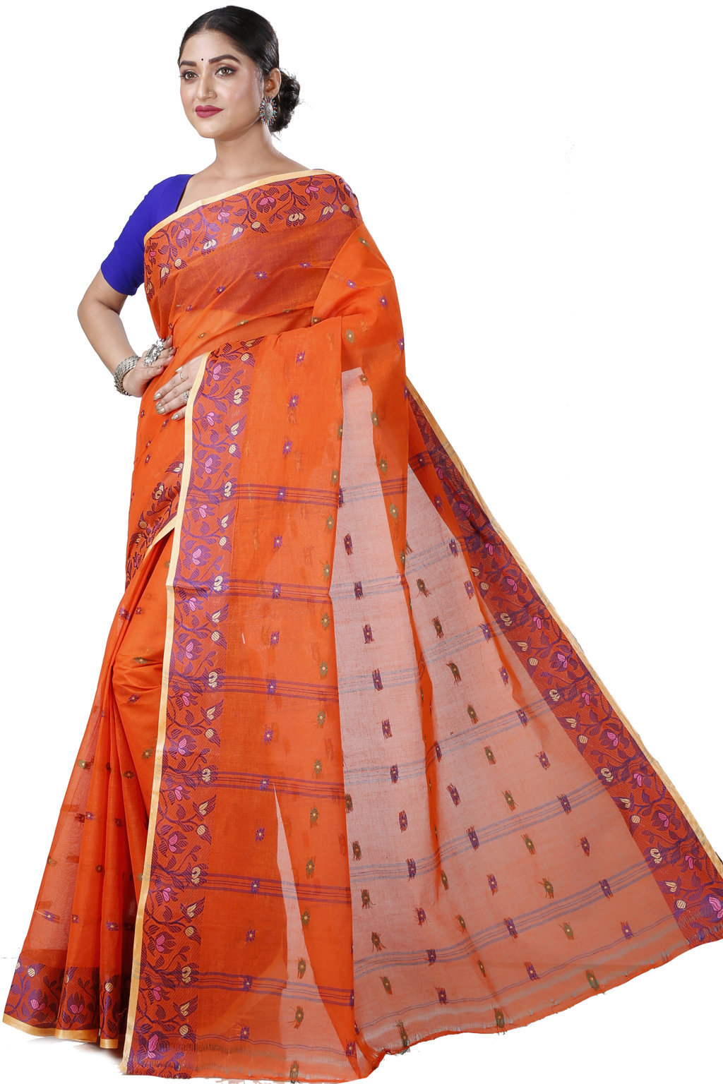 Orange Pure Cotton Gopika Tant Saree (1055)